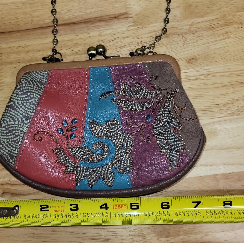 Fossil Multi Colored Leather Bag with optional shoulder chain